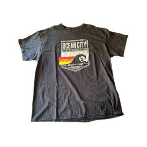 Black Ocean City Maryland Atlantic Coast Surfing Graphic T Shirt Size X Large